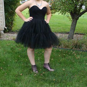 Black Tulle Skirted Formal Dress